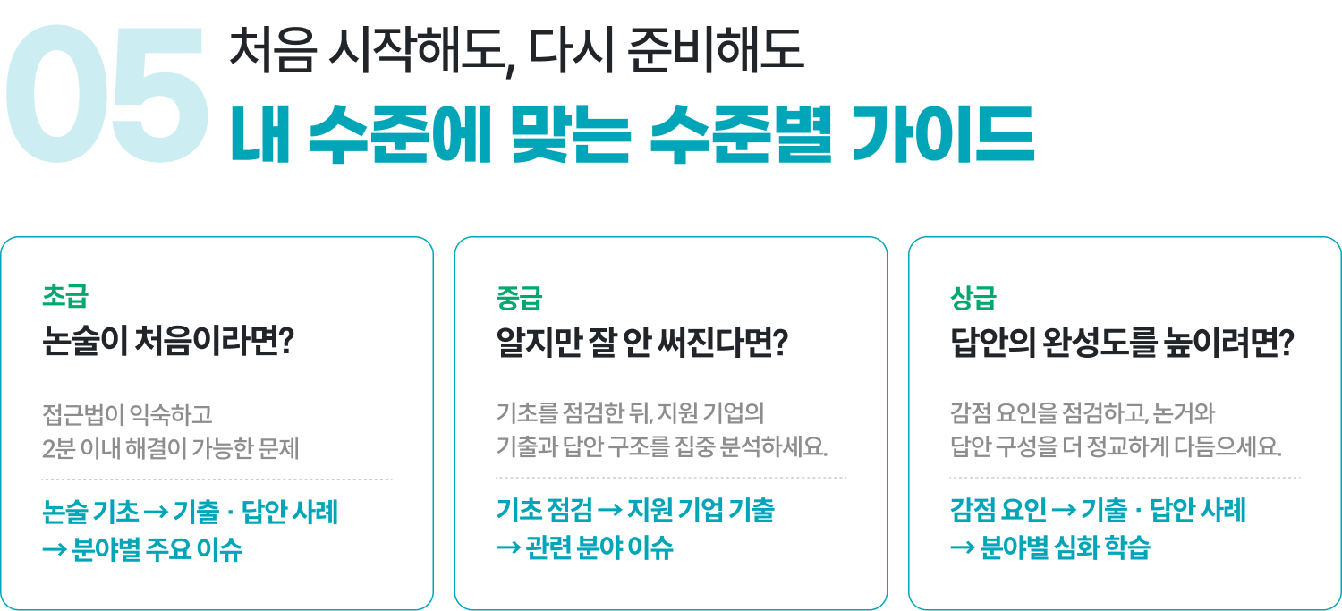 05 처음 시작해도, 다시 준비해도 내 수준에 맞는 수준별 가이드